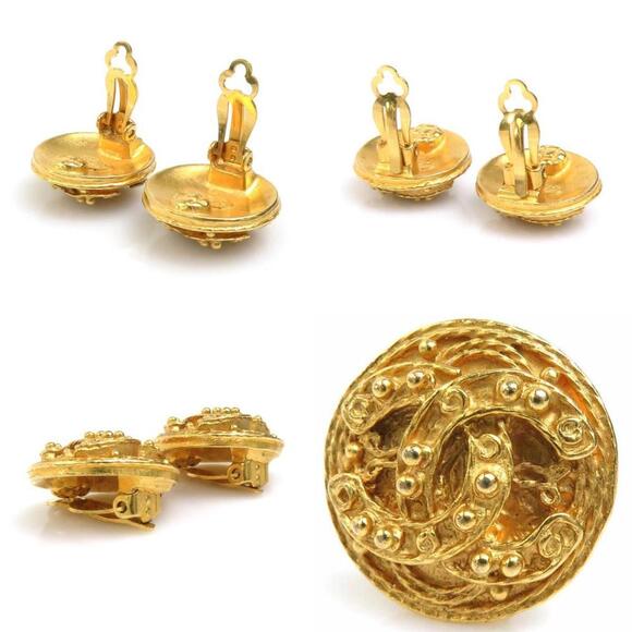 CHANEL Gold Logo Earrings - Picture 4 of 5